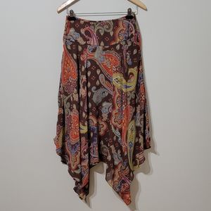 Metro Style paisley Asymetrical midi skirt